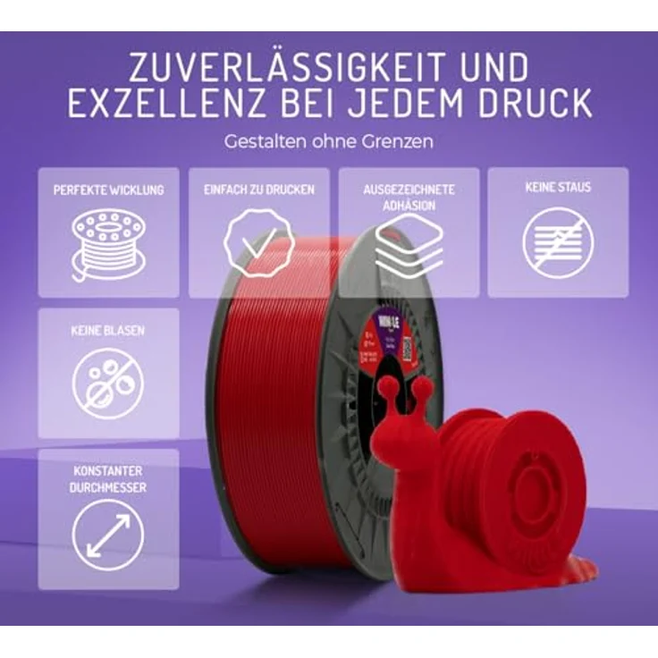 WINKLE PLA HD Filament 1.75mm Kanariengelb, 1kg Spule, biologisch abbaubares 3D-Drucker Filament, präzise Maßgenauigkeit +/- 0.05mm, kompatibel mit FDM Druckern – Bild 3