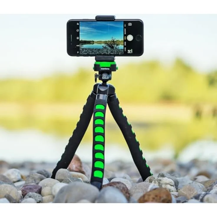 Mantona kaleido Flex leichtes Flex Stativ (mit hochwertigem 360° Kugelkopf, geeignet für Digital und Videokameras, Smartphones und Action Cams) lime green – Bild 10