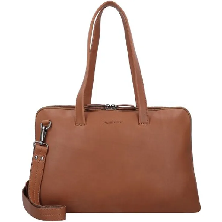 Plevier Hearst Aktentasche, 100% Leder mit Laptopfach für 43 cm, braun