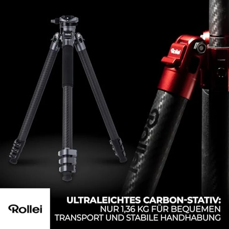 Rollei Easy Traveler XL Carbonstativ - 10 kg Tragkraft, Stabile Bauweise, Ultraleicht, Kompakt, Mühelose Feststellfunktion – Bild 4