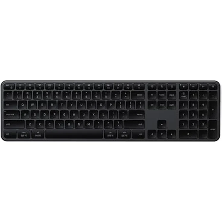 Satechi EX3 Slim, Kabellose Tastatur mit Full-Size-Layout und 4-in-1-Wireless-Konnektivität, Englisch (US), Schwarz – Bild 1