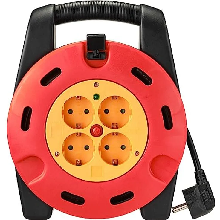 Sygonix SY-4928908 Kabeltrommel 10.00 m Schwarz Schutzkontakt-Stecker, 4fach Schutzkontaktsteckdose, Überhitzungsschutz – Bild 2