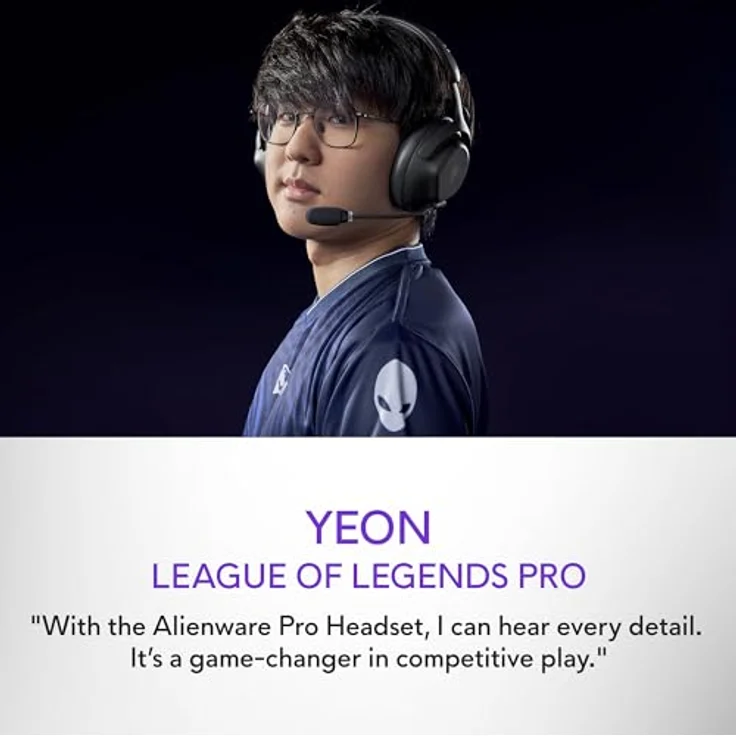 Alienware Pro Wireless-Gamingheadset – Kabellos, 50-mm-Graphen-Treiber, KI- & ANC-Geräuschunterdrückung, Dual-Mikrofone, E-Sport-optimiert, Dark Side of the Moon – Bild 7