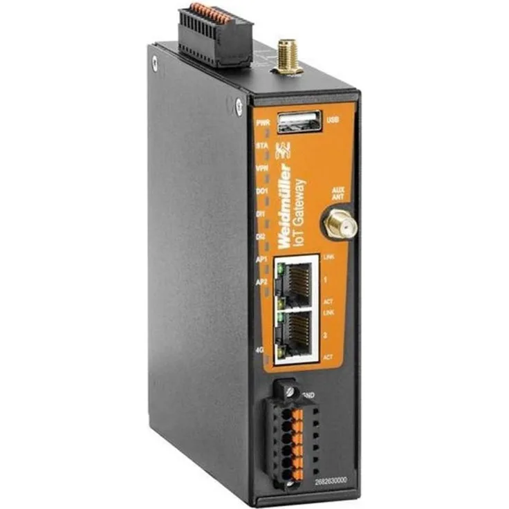 Weidmüller IOT-GW30-4G-EU, 4G Router für industrielle Anwendungen mit zwei RJ45-Anschlüssen und Mikro-SIM-Unterstützung