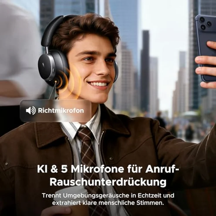UGREEN Studio Pro, Kabellose Over-Ear Kopfhörer mit Hybrid Adaptive Active Noise Cancelling, Bluetooth 6.0, Hi-Res Audio, 120h Spielzeit, Duale Verbindung, Schwarz – Bild 4
