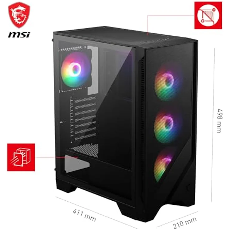 MSI PC-Gehäuse MSI Midi MAG Forge 120A Airflow, Gehärtetes Glas, ARGB-Lüfter, ATX Support – Bild 2