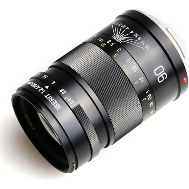 Kipon Iberit 90mm F2,4 Objektiv, kompatibel mit Sony E, fünf Brennweiten 24-90 mm, robustes Gehäuse, schwarz