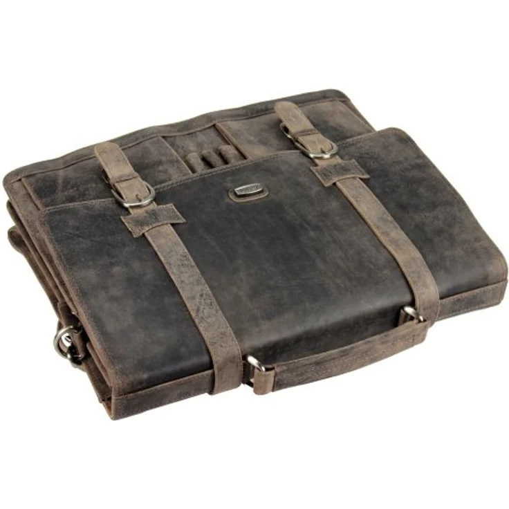 Harold's Antico Aktentasche II, eleganter Laptoptasche aus vegetabil gegerbtem Rindleder, 42 cm, braun, mit unterteiltem Hauptfach und Organizer für A4-Unterlagen – Bild 3