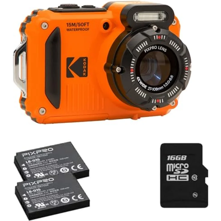 KODAK Pixpro WPZ2, Aquatische Kamera mit 16 MP, wasserdicht bis 15m, inklusive 2 Akkus und 1x 16 GB MicroSD-Karte – Bild 1