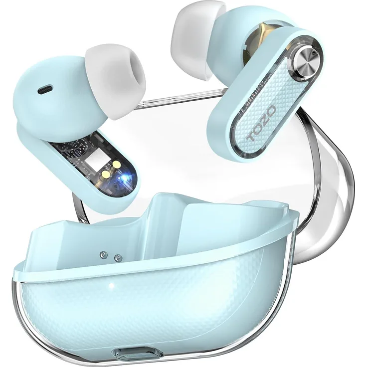 TOZO Crystal Pods, In-Ear Kopfhörer mit Bluetooth 5.4, Hybrid ANC, 6 Mikrofone, 35h Spielzeit, IPX5 wasserdicht, Premium Sound