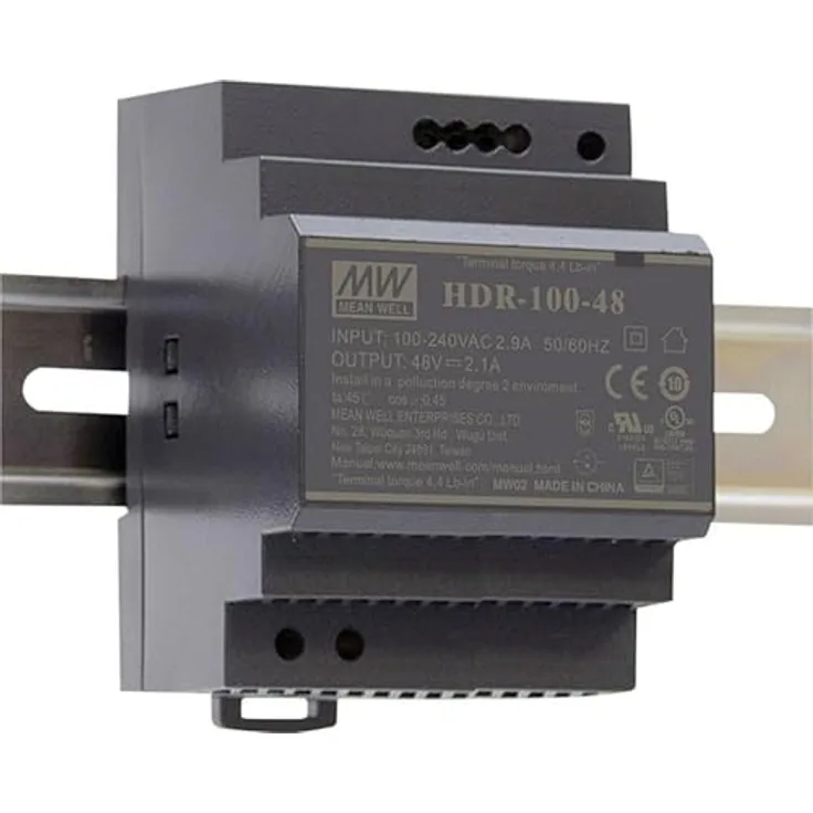 Mean Well HDR-100-12N, 90W Ultra Slim DIN-Schienen-Netzteil, 12V 7,5A, 70mm Breite