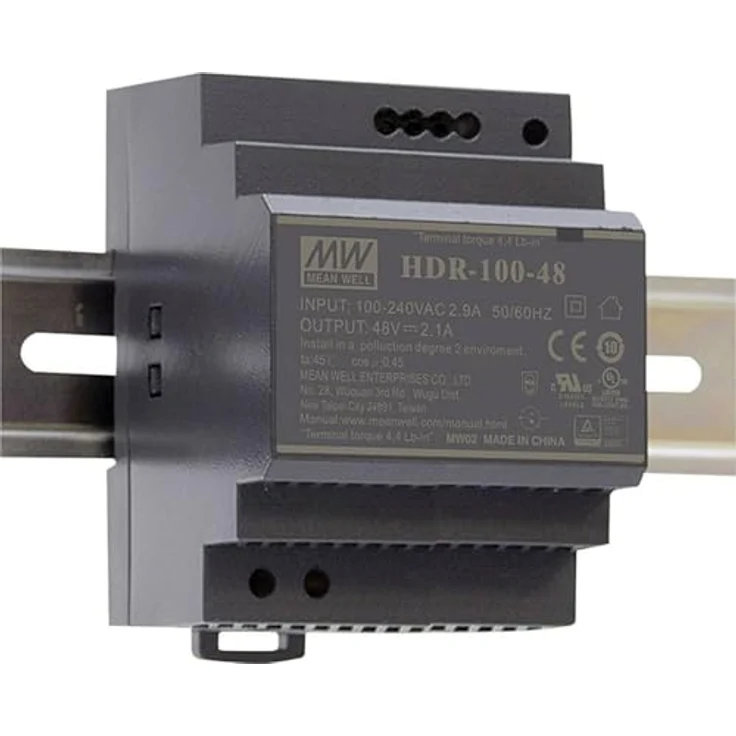 Mean Well HDR-100-12N, 90W Ultra Slim DIN-Schienen-Netzteil, 12V 7,5A, 70mm Breite