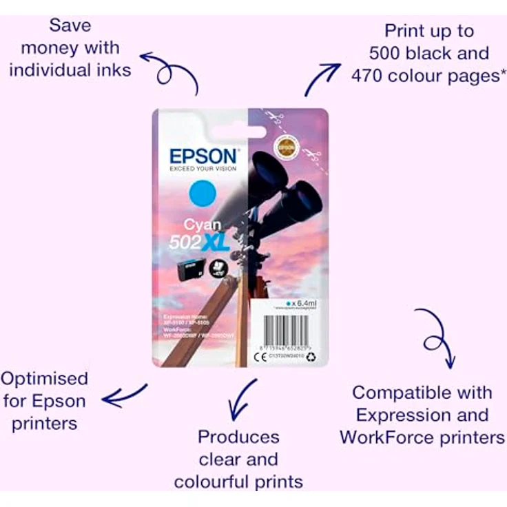 Epson 502XL - 6.4 ml - High Capacity - Cyan - Original - Blisterverpackung - Tintenpatrone – Bild 2