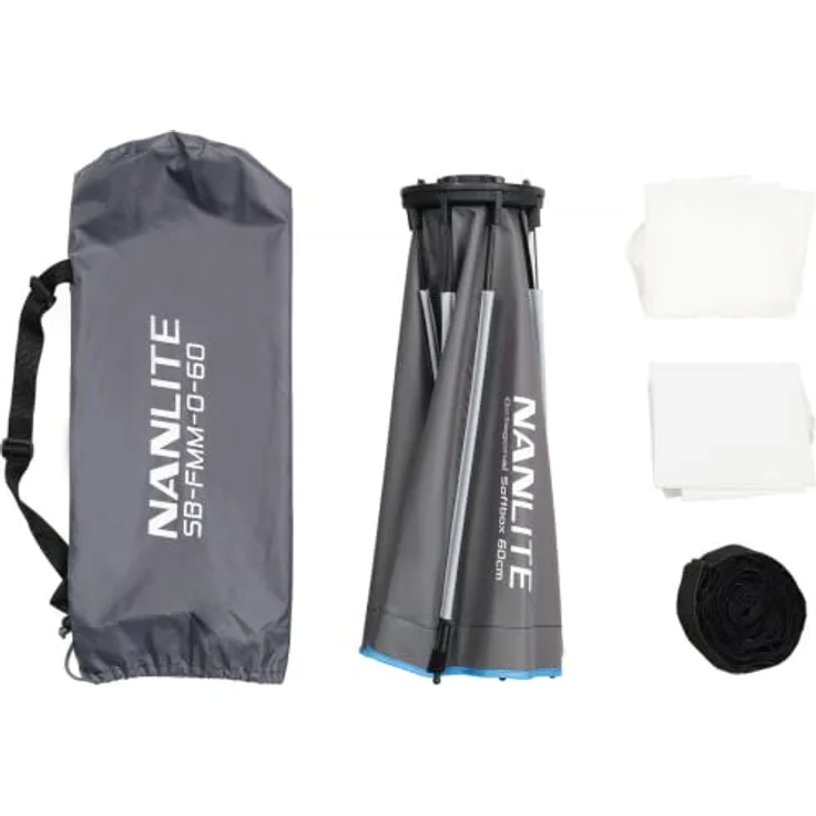 Nanlite SB-FMM-O-60 Oktagonal-Softbox 60 cm, FMM-Bajonettanschluss, inklusive Standard- und Lite-Diffusor, Stoffwabe und Schutztasche – Bild 3