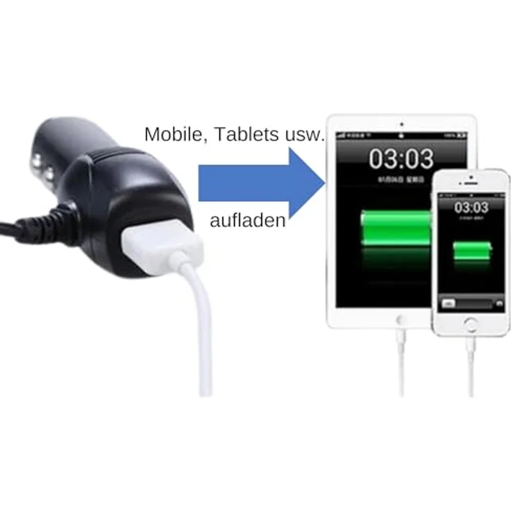 Bolwins G63C KFZ Auto Ladegerät Adapter Kabel 3,5 m – USB & Mini-USB 90° Links Winkelstecker – ideal für Mobiltelefone und Navigationsgeräte, schwarz – Bild 6