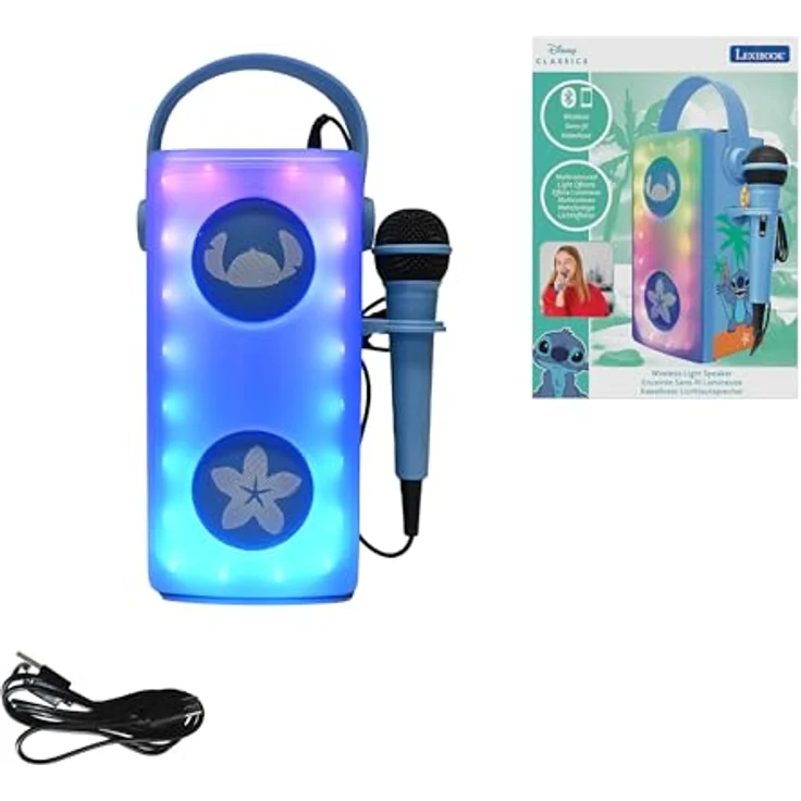 Lexibook Disney Stitch Tragbarer Bluetooth Lautsprecher mit Mikrofon und Karaoke-Funktion, blau – Bild 2