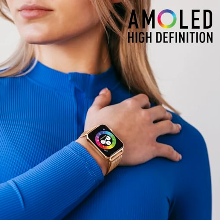 Reflex Active Amoled Series 30 4,5 cm Always-On Display Rose Gold Edelstahl Mesh Strap Smartwatch mit Dual-Time-Funktion und IP68-Wasserdichtigkeit – Bild 2