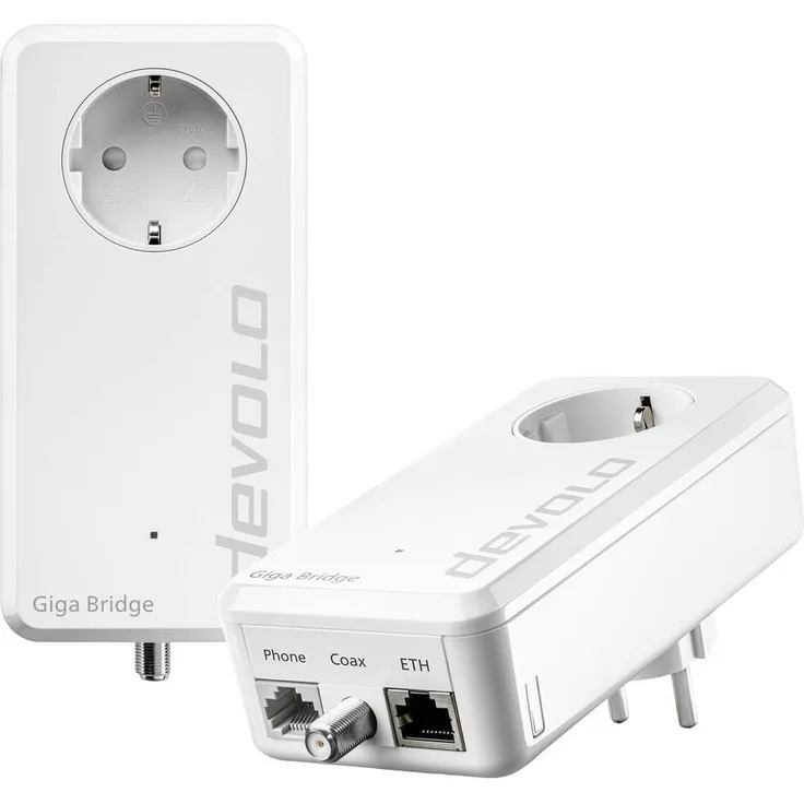 Devolo Giga Bridge Telefon-Set, PowerLAN-Adapter mit 2.000 Mbps, einfache Installation, inklusive Zubehör