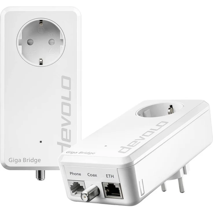 Devolo Giga Bridge Telefon-Set, PowerLAN-Adapter mit 2.000 Mbps, einfache Installation, inklusive Zubehör – Bild 1
