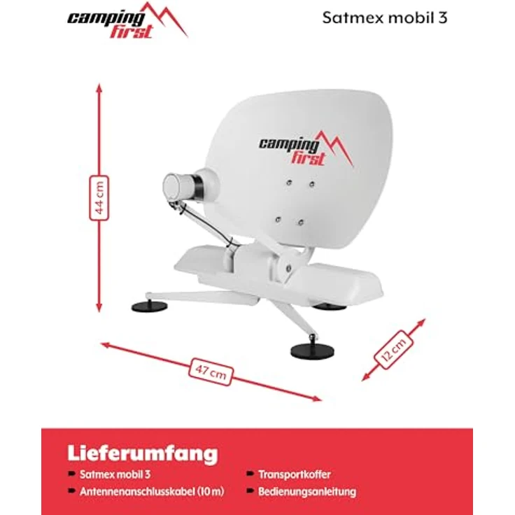 Camping First Satmex mobil 3, vollautomatische mobile Satellitenantenne mit 31dBi Signalverstärkung und Plug-&-Play Funktion – Bild 9