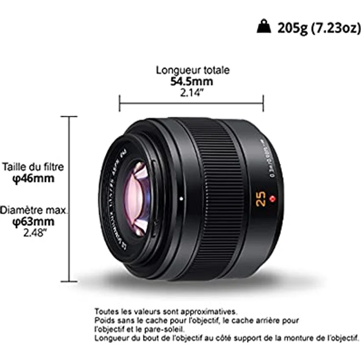 Panasonic H-XA025 Leica DG Summilux Objektiv 25mm (50mm KB), Staubschutz, Spritzwasserschutz, F1.4, Schwarz – Bild 3