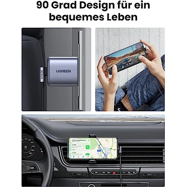 UGREEN 60W USB C Ladekabel auf USB C Winkel, PD 3.0 PPS, 90 Grad Stecker, kompatibel mit iPhone 16 Pro Max, Galaxy S24, Pixel 9, iPad Pro/Air 2024, 0.5m – Bild 5