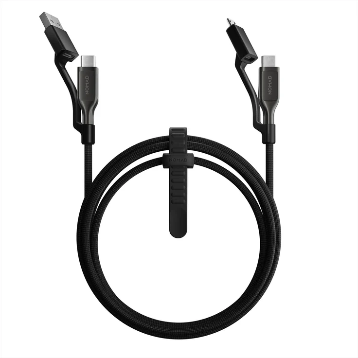 Nomad USB-C Universal Kabel, hochgeschwindigkeitsaufladend mit geflochtenem Polyamid® Außengewebe und integrierten Adaptern für breite Kompatibilität