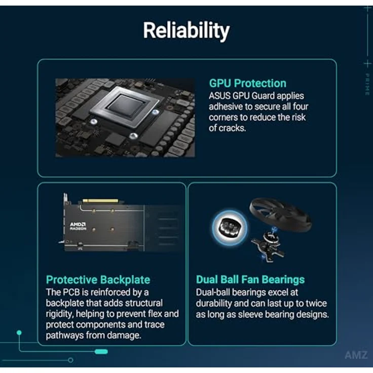 ASUS Prime Radeon RX 9060 XT OC Edition, 16GB GDDR6 Gaming Grafikkarte mit RDNA 4 Architektur, PCIe 5.0, 0dB-Technologie und Dual-BIOS – Bild 4