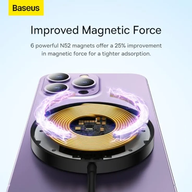 Baseus Wireless Charger Magnetic Simple Mini3, 15W Black - Hochwertige Leistung, Ergonomisches Design und Ideale Qualität – Bild 4