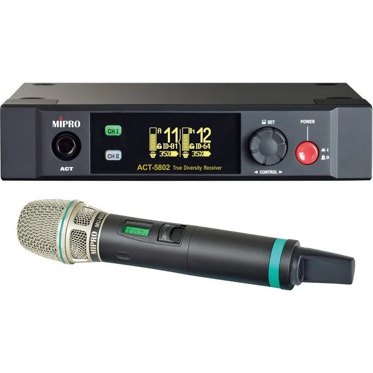 Mipro Audio Mikrofon Mipro ACT-5802 2-Kanal Empfänger mit Handsender, 5,8 GHz Frequenzbereich, True-Diversity-Antennensystem, schwarz