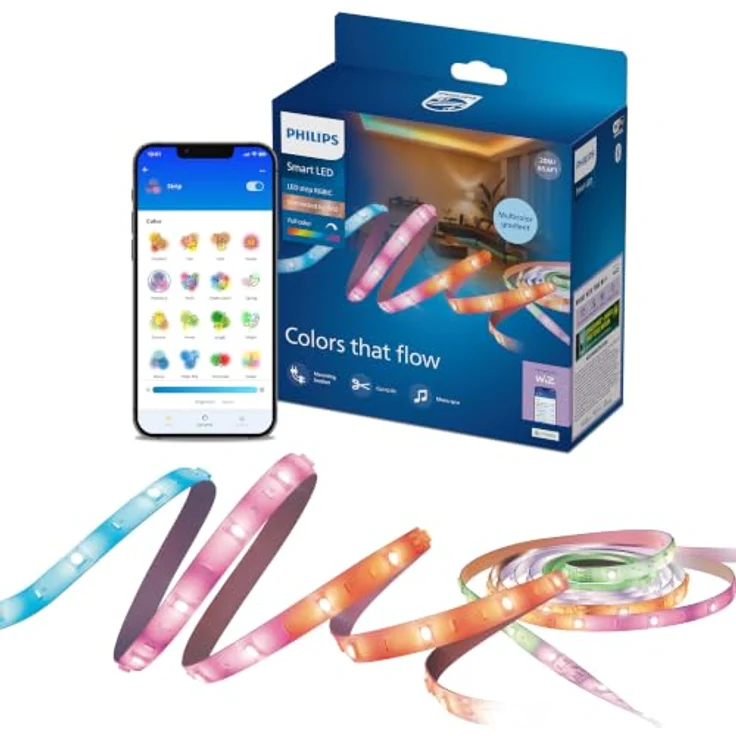 Philips Smart Lighting RGBIC LED Lightstrip, 20 m, Zuschneidbar, Dynamische Mehrfarb-Lichteffekte, WLAN-Steuerung, Kompatibel mit Google Home, Alexa, Apple Home – Bild 1