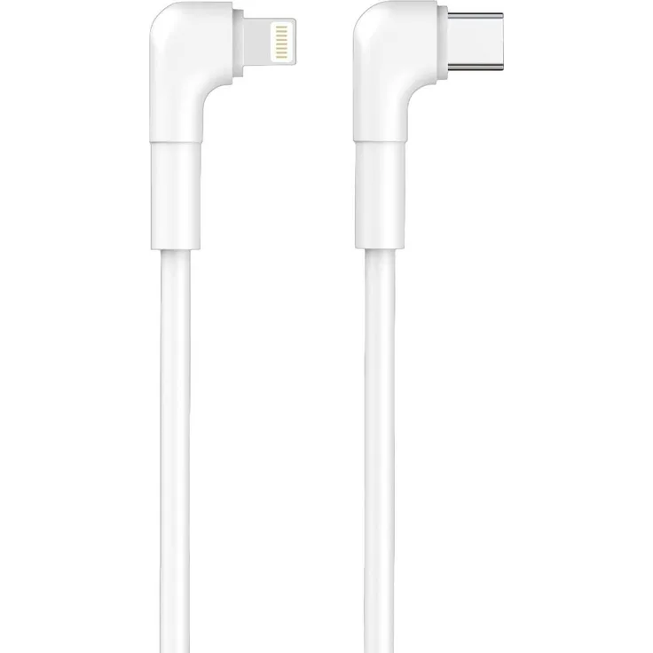 MaxLife MXUC 09, Schnell Winkelkabel USB-C auf Lightning, 1,0m, 27W, Weiß, für schnelles Laden und Datenübertragung