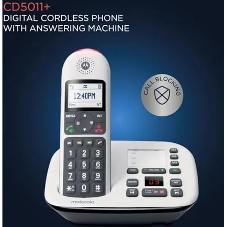 Motorola CD5011 Schnurloses DECT-Telefon mit großem 1,8-Zoll-Display, Anrufbeantworter und Hörgerätekompatibilität – Bild 5