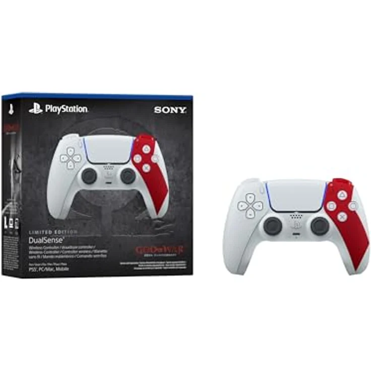 Playstation DualSense® Wireless-Controller – God of War™ 20th Anniversary Limited Edition, aschgrau mit scharlachrotem Kratos-Motiv, USB und Bluetooth Verbindung – Bild 2