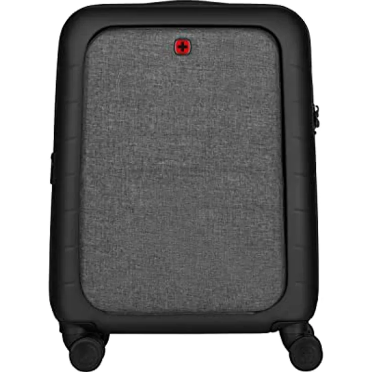 WENGER Syntry Handgepäck Trolley mit Laptop- und Tablet-Fach, Notebook bis 14 Zoll, Tablet bis 10 Zoll, 36 (44) l, Hartschale, Damen Herren, Business-Reisen Urlaub, Schwarz/Graumeliert, 610163