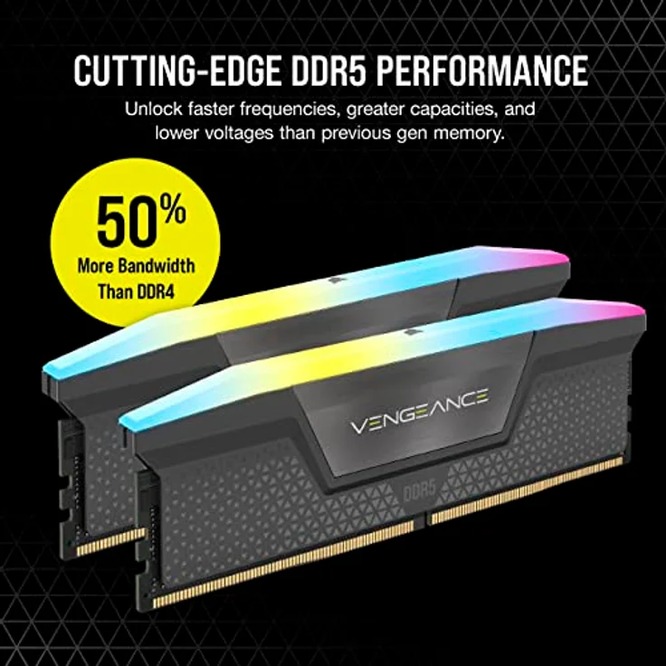 CORSAIR Vengeance RGB DDR5 RAM 32GB (2x16GB) 6000MHz CL36 AMD Expo iCUE-Kompatibler Computerspeicher - Grau (CMH32GX5M2E6000Z36) – Bild 3