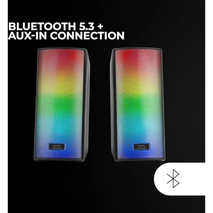 Mars Gaming MSRGB2, Bluetooth 5.3 Lautsprecher mit 15W, DSP Soundprozessor, dynamischer RGB-Beleuchtung und Steuerbox, Schwarz – Bild 4