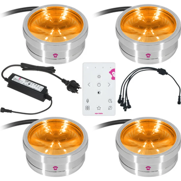 Ape Labs ApeCoin V2 IP Set of 4, Scheinwerfer- und Lichtset mit 30 Watt Netzteil und Fernbedienung