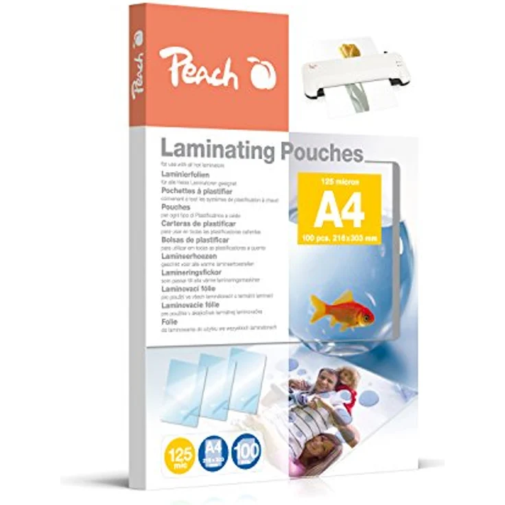 Peach Laminierfolien A4 - 125 mic - 100 pouches - glänzend - Premiumqualität für beste Laminierergebnisse - geeignet für alle Laminiergeräte - PP525-02 – Bild 2