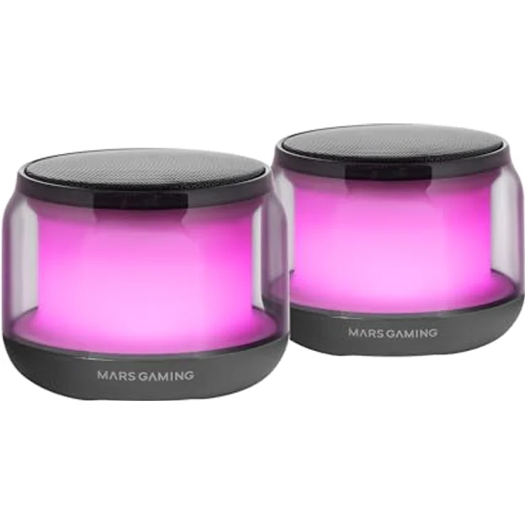 MARSGAMING MS-Aura Bluetooth-Lautsprecher 5.3 Schwarz, DSP-Chipsatz 15W, RGB-Beleuchtung, Clearview 360º Design, Kompakte Lautsprecher mit Lautstärke- und RGB-Kontrollbox, AUX-IN Eingang – Bild 1