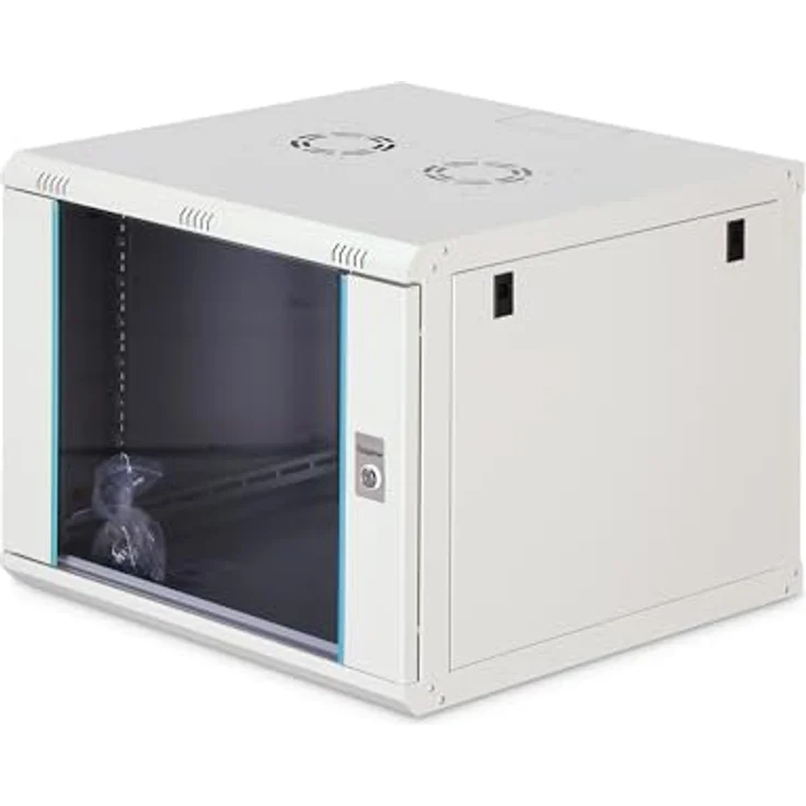 DIGITUS Netzwerkschrank Dynamic-N, 19-Zoll Rack 9HE, unmontiert, Wandmontage, 600 mm tief, 60 kg Traglast, Glastür, grau – Bild 1