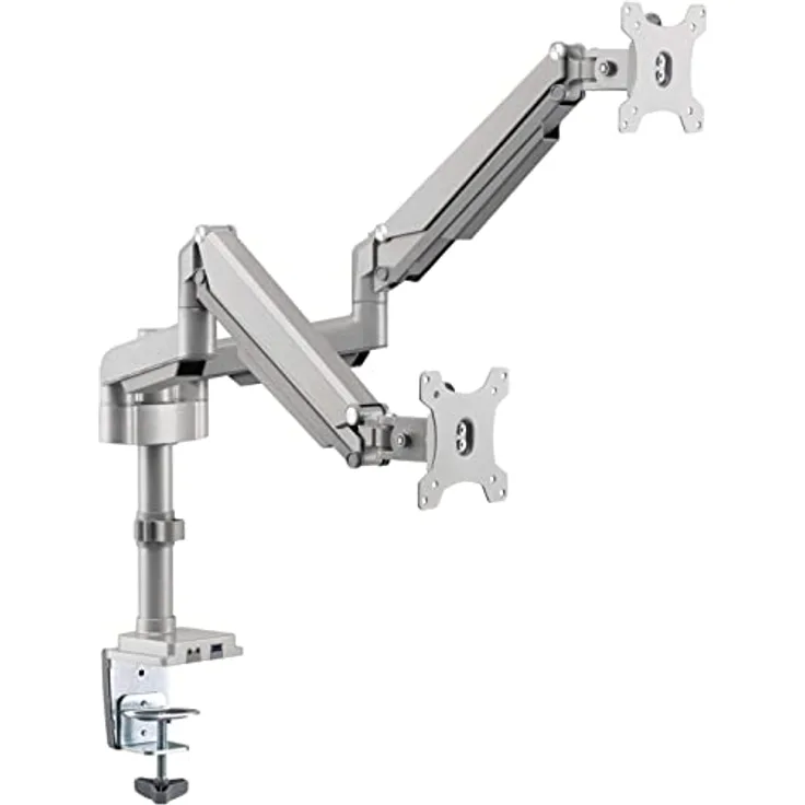 Tripp Lite DDR1732DAL Doppel-Monitor-Aluminium-Flexarm mit Tischklemme für 17" bis 32" Flachbildschirme inkl. USB- und Audioanschlüsse
