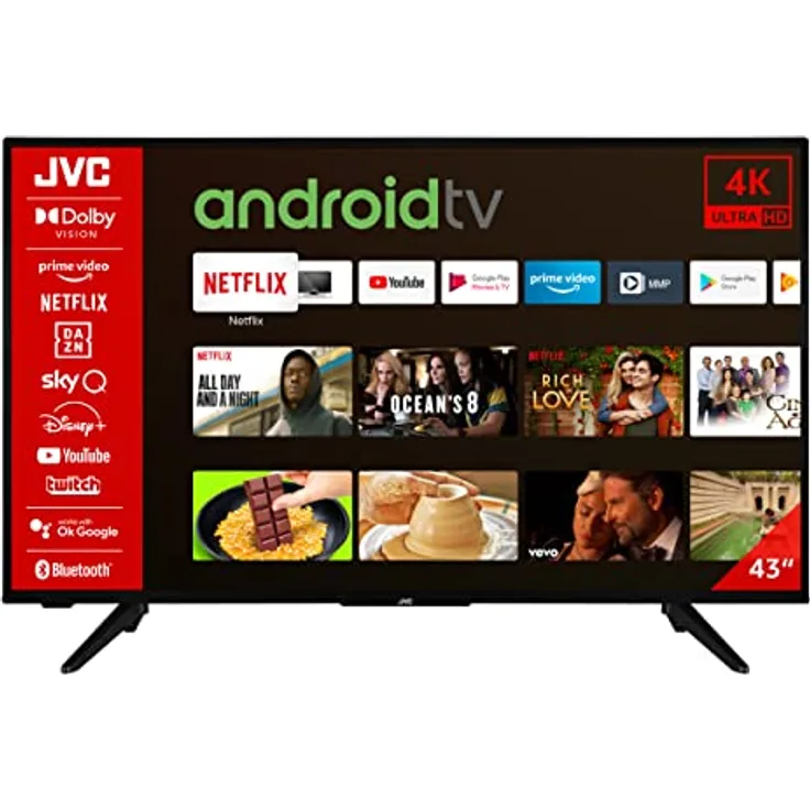 JVC LT-43VA3055 43 Zoll Fernseher / Android TV (4K Ultra HD, HDR Dolby Vision, Smart TV, Google Play Store, Triple-Tuner, Bluetooth)