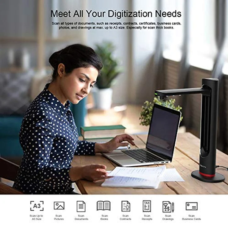 Viisan K21 Dokumenten- & Buchscanner A3 21MP Sensor, Auto-Scannen, OCR Texterkennung, Twain - Windows, Mac – Bild 8