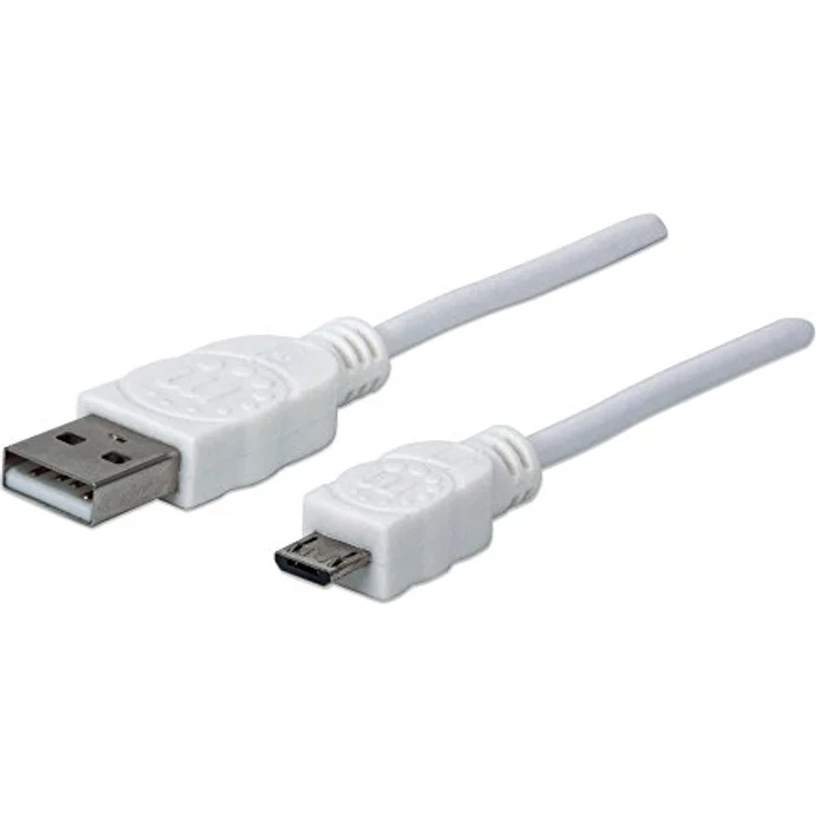 Manhattan Hi-Speed - USB-Kabel - USB Typ A, 4-polig (M) - 5-polig Micro-USB Typ B (M) - 1,8m (USB/USB2.0) - geformt - weiß (324069) – Bild 2