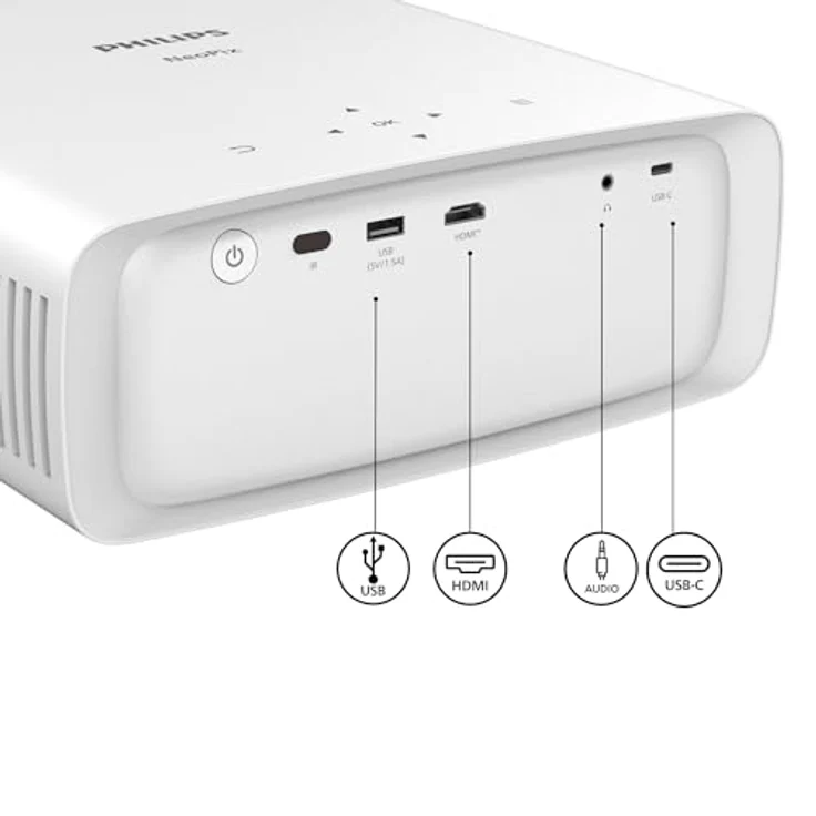 Philips Neopix 550 Heimkino-Beamer, Full HD 1080p, LED-Lichtquelle, WLAN-Spiegelmodus, Stereo-Sound, Weiß – Bild 4