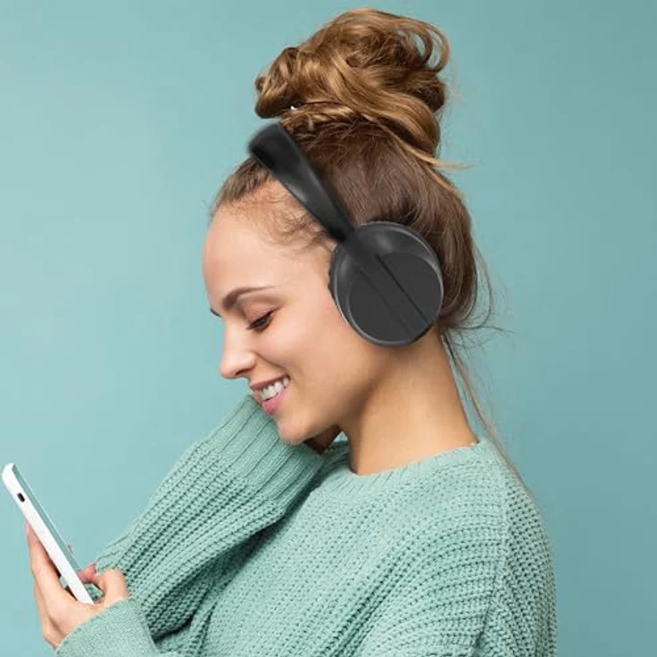 Denver BTH-235B Black Kabellose Bluetooth Kopfhörer – Bluetooth 5.3, 22 Stunden Spielzeit, Integriertes Mikrofon, Freisprechfunktion, Komfortables Design, Schwarz – Bild 4