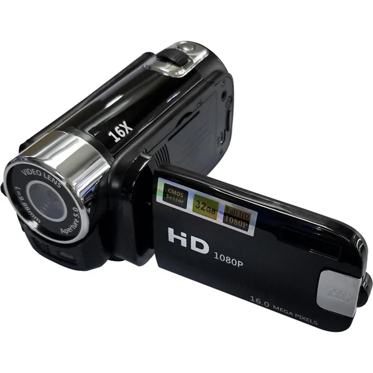 Lixada Tragbare 1080P Digital Video Kamera DV Camcorder, 16MP, 2.7 Zoll LCD Bildschirm, 16X Digital Zoom, Schwarz/Rot