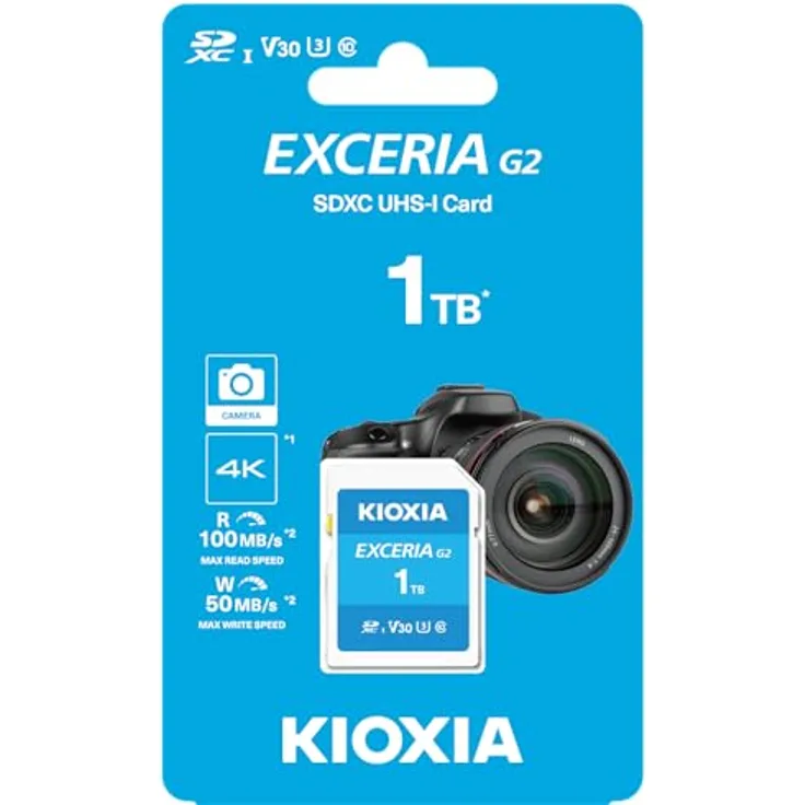 Kioxia EXCERIA G2 1TB SD Memory Card - Video Speed Class 30, Up to 50 MB/s Write Speed (Blue) - Preisvergleich
