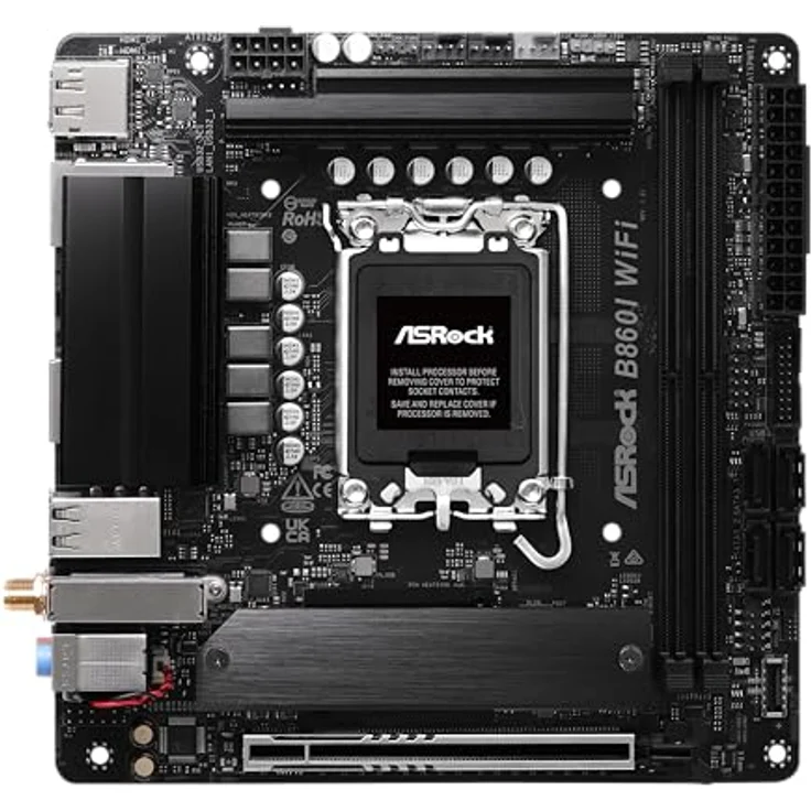 ASRock Intel 1851 B860I WiFi Mainboard, Unterstützt bis zu 8933+ (OC), Graphikausgabe: HDMI/DisplayPort, BLAZING M.2 (PCIE GEN5 x4) – Bild 2